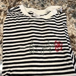 Urban outfitters size large-black and white stripe with one rose